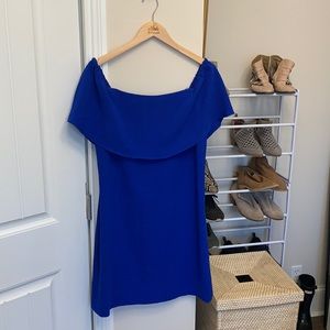 Charles Henry off the shoulder electric blue dress